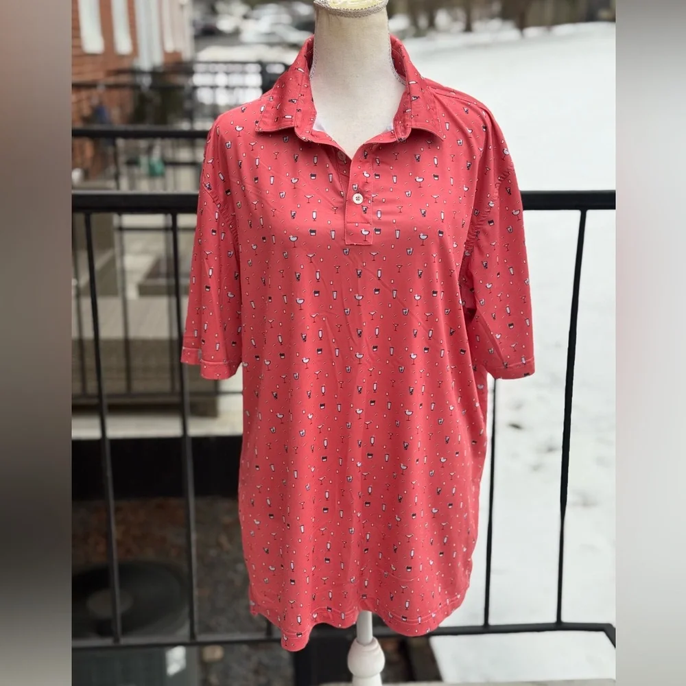 Straight Down Polo Shirt Performance Stretch Golf Cocktail Size Large